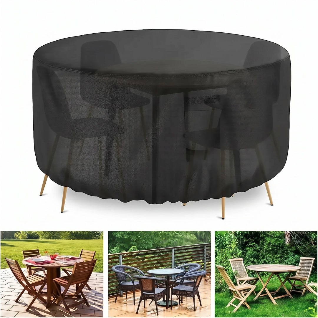 Waterproof Round Garden Furniture Cover - Furniture Cover - Black - Oaksoho