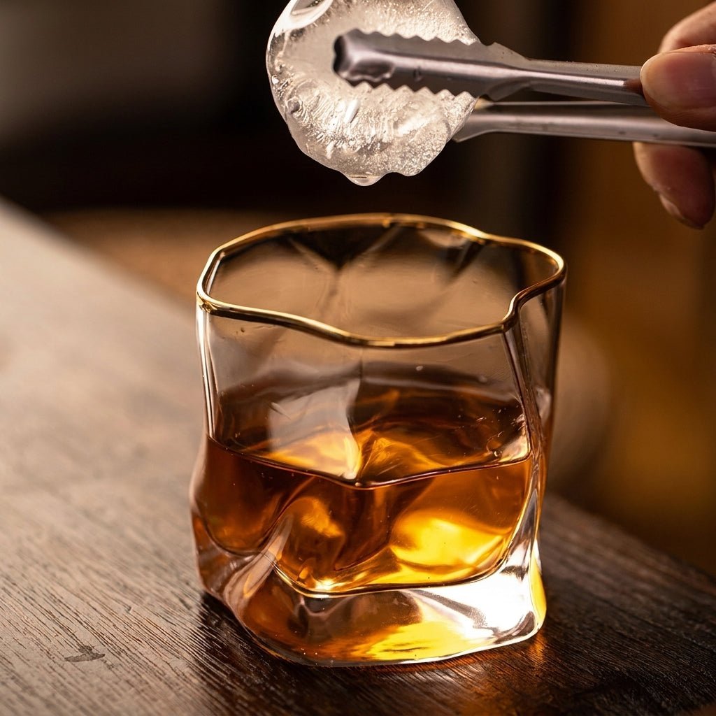 Whisky Glass with Wave Form and Gold Rim - Drinking Glass - Oaksoho
