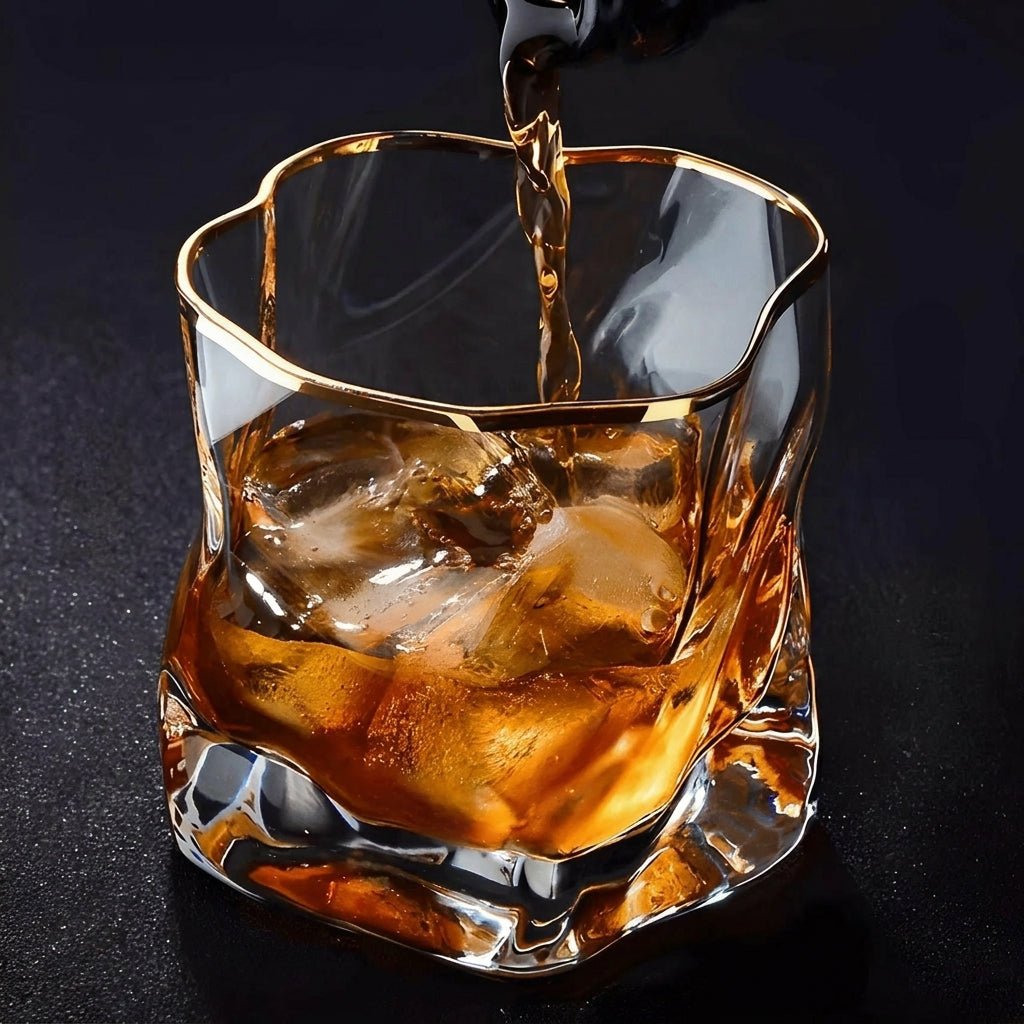 Whisky Glass with Wave Form and Gold Rim - Drinking Glass - Oaksoho