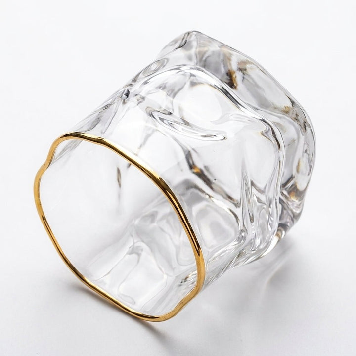 Whisky Glass with Wave Form and Gold Rim - Drinking Glass - Oaksoho