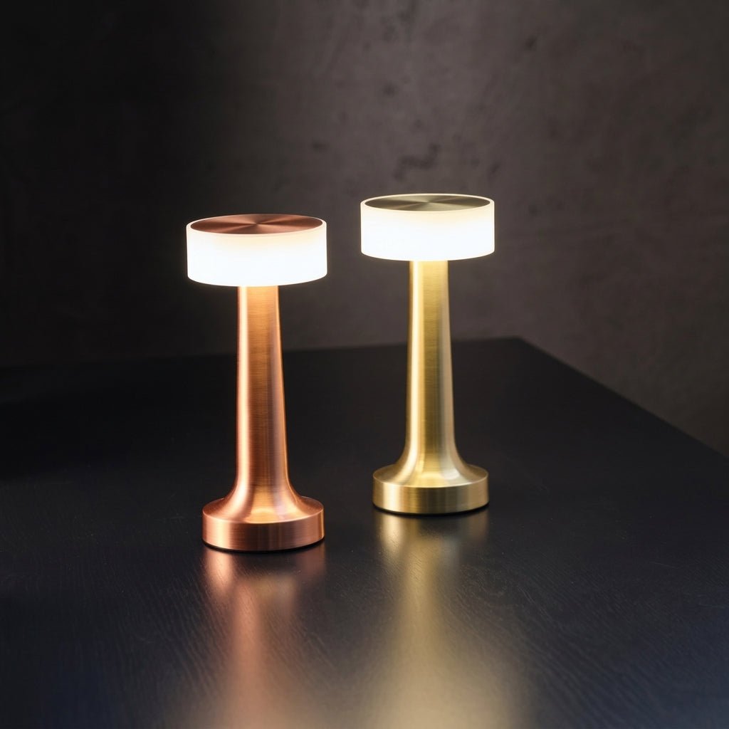 Wireless LED Table Lamp with Round Shade and Slim Base - Table Lamps - Silver - Oaksoho