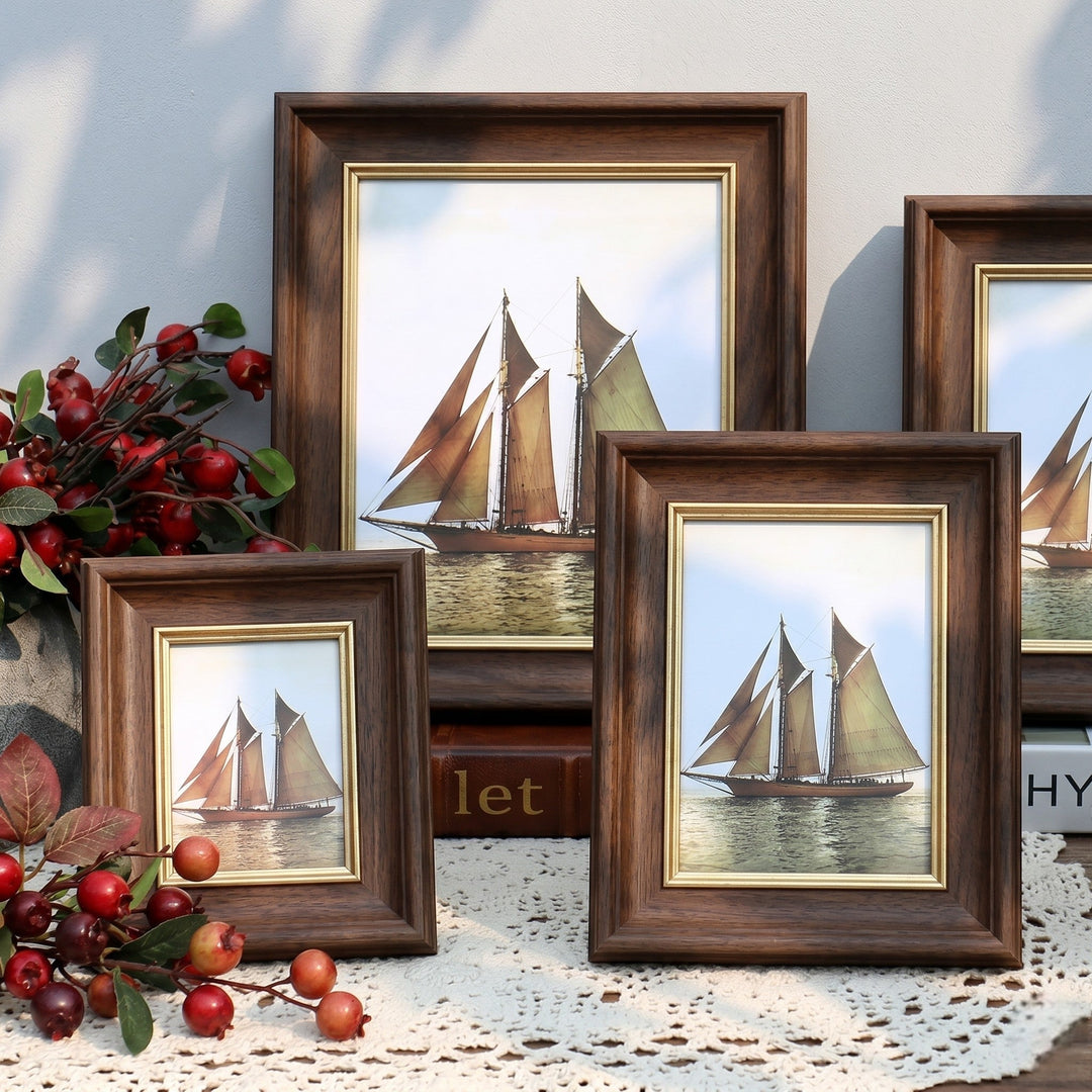 Wood Effect Photo Frame Table Stand - Photo Frame - Dark wood - Oaksoho