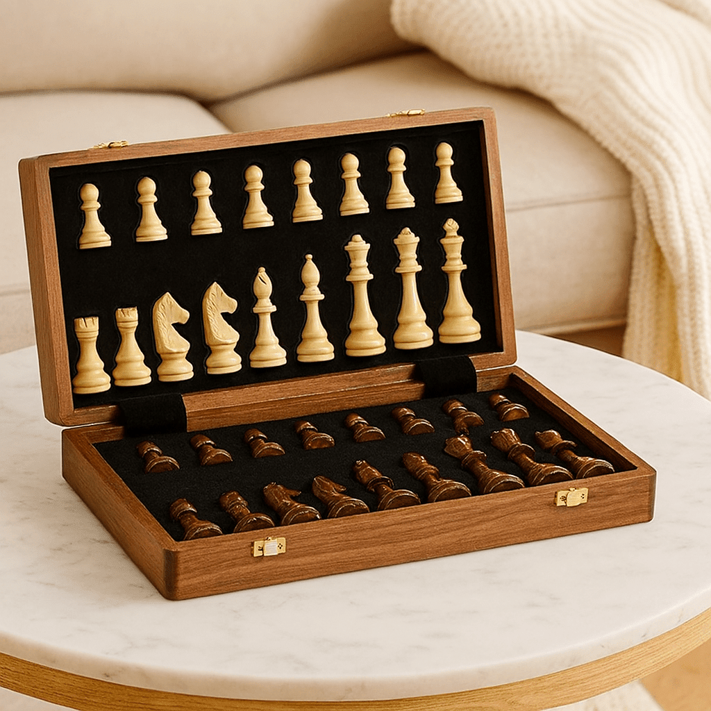 Wooden Chess Set Handmade with Storage Box - Chessboard - Oaksoho
