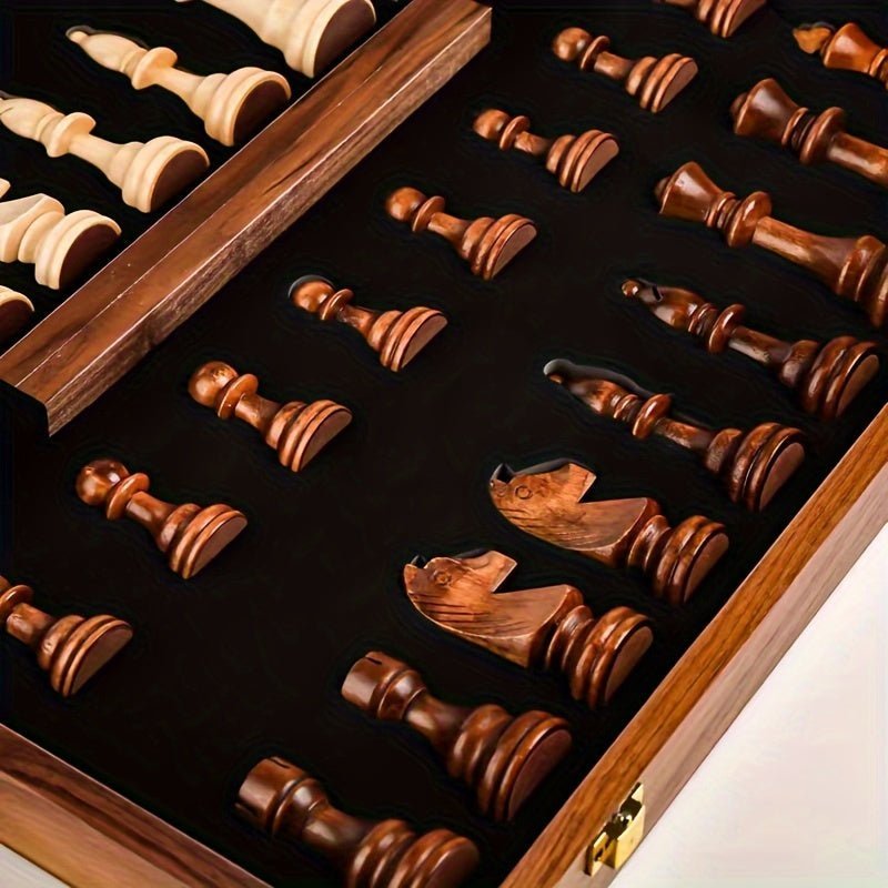 Wooden Chess Set Handmade with Storage Box - Chessboard - Oaksoho