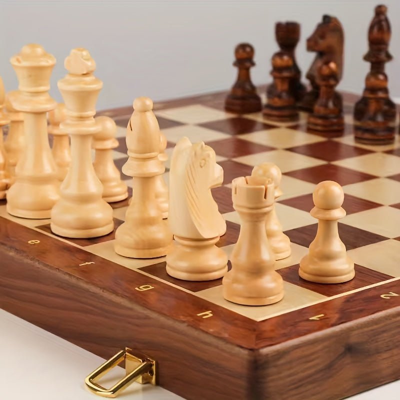 Wooden Chess Set Handmade with Storage Box - Chessboard - Oaksoho