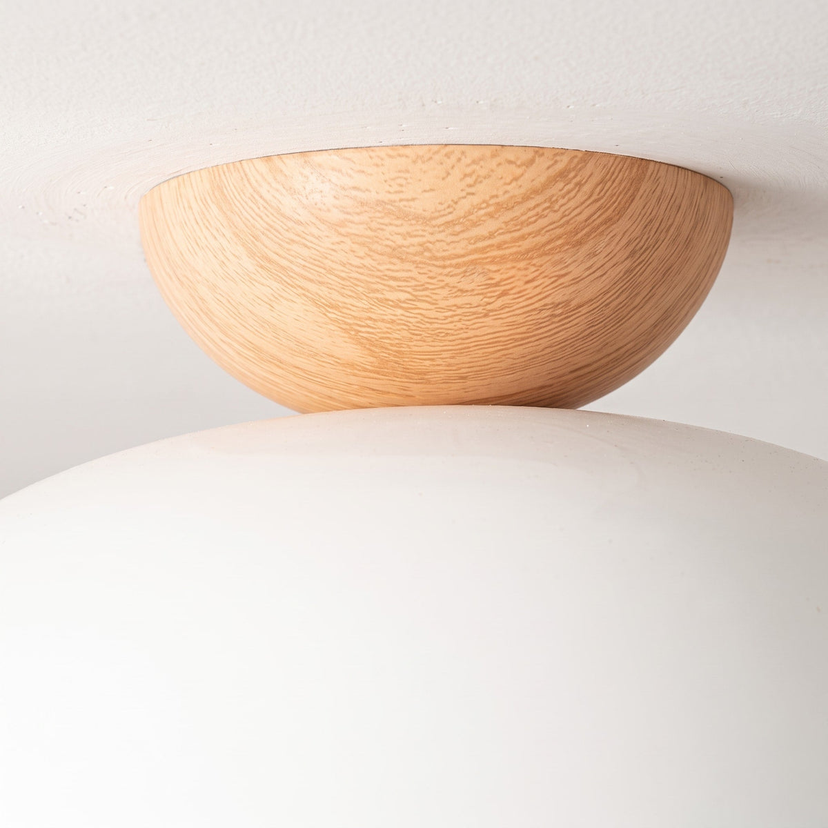 Wooden Dome Semi-Flush Ceiling Light with Globe Diffuser - Ceiling Light Fixtures - White - Oak Soho