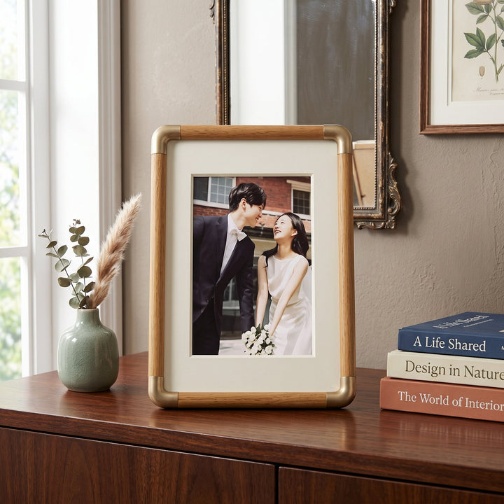 Wooden Look Photo Frame Table Stand - Photo Frame - Light Brown - Oaksoho