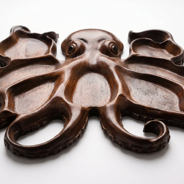 Wooden Octopus - Shaped Snack Platter - Serving Platter - Oaksoho