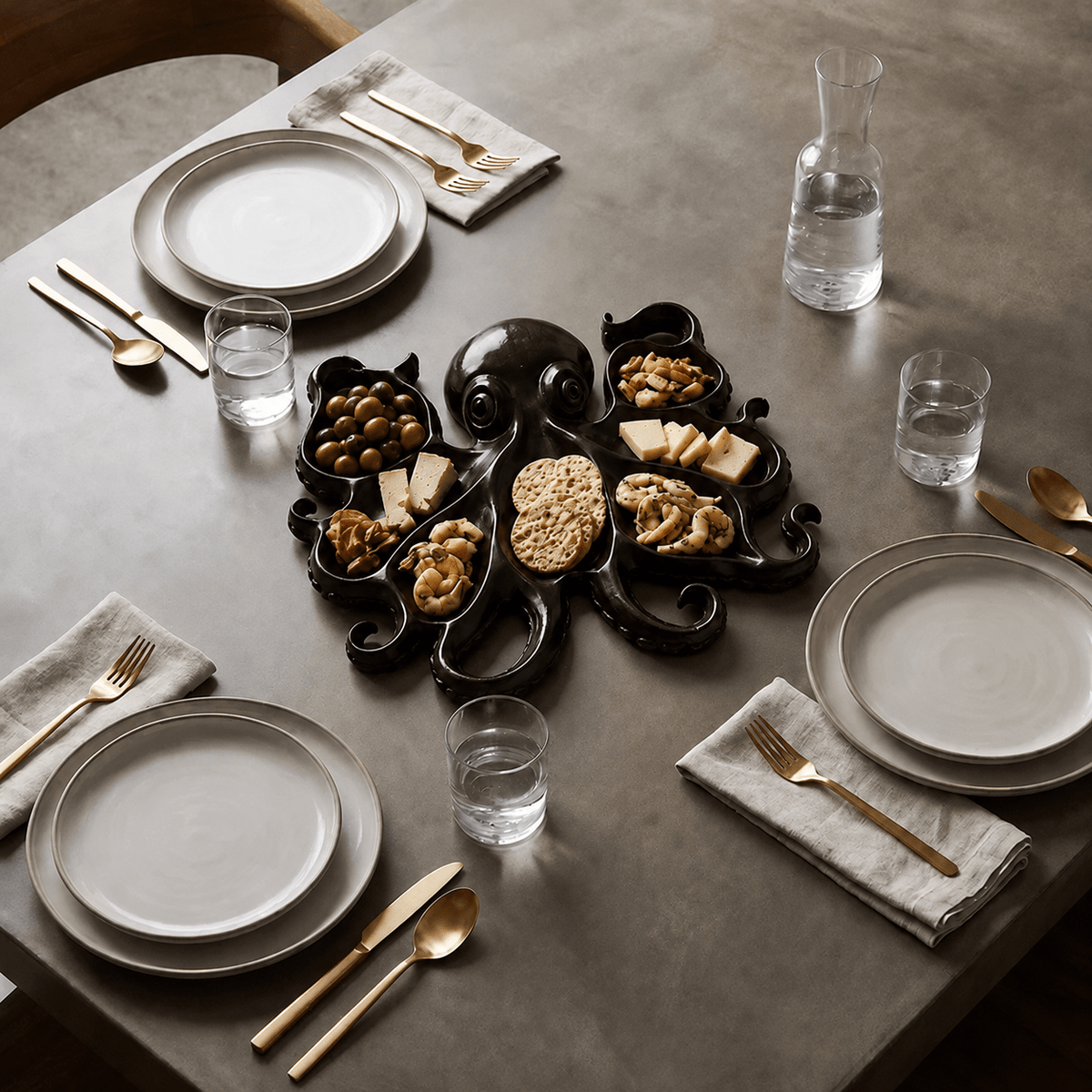 Wooden Octopus-Shaped Snack Platter - Serving Platters - Oaksoho