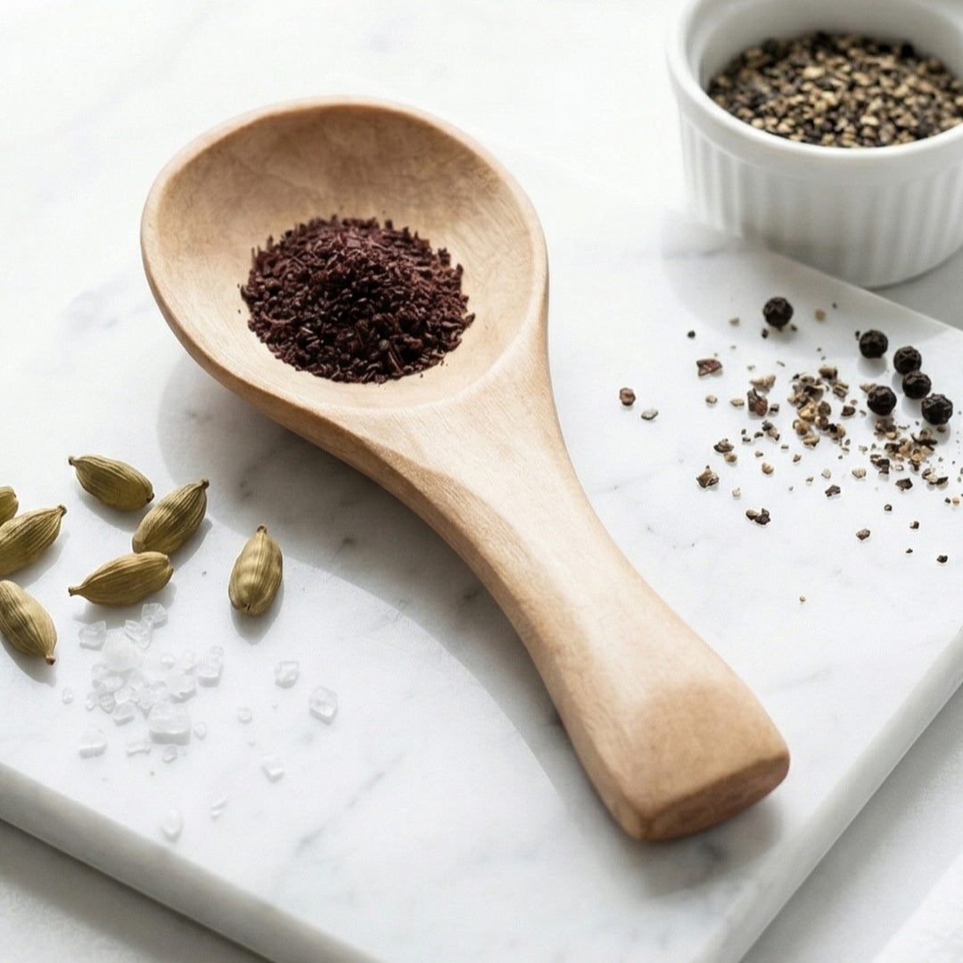 Wooden spice spoon with wide scoop - Wooden spoon - Beige - Oaksoho