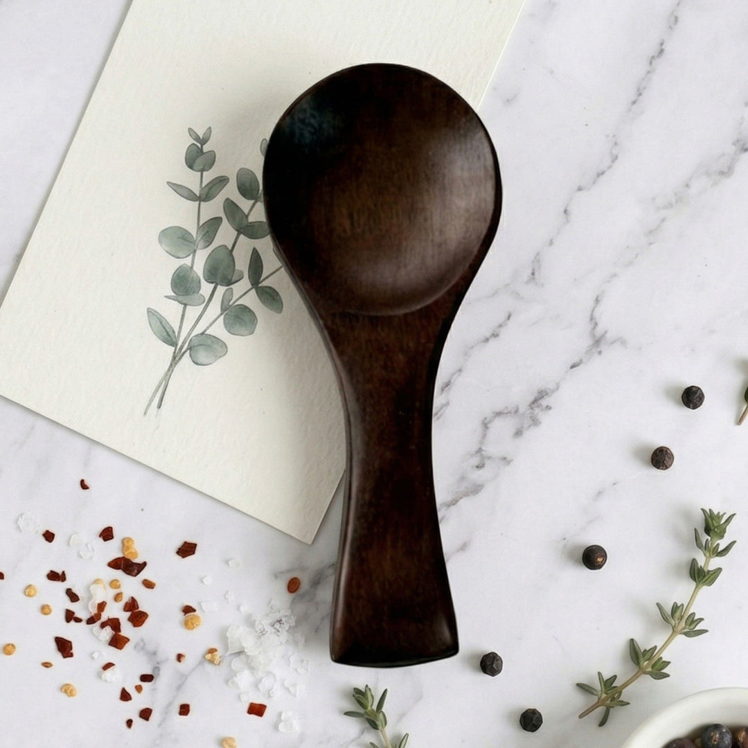 Wooden spice spoon with wide scoop - Wooden spoon - Brown - Oaksoho