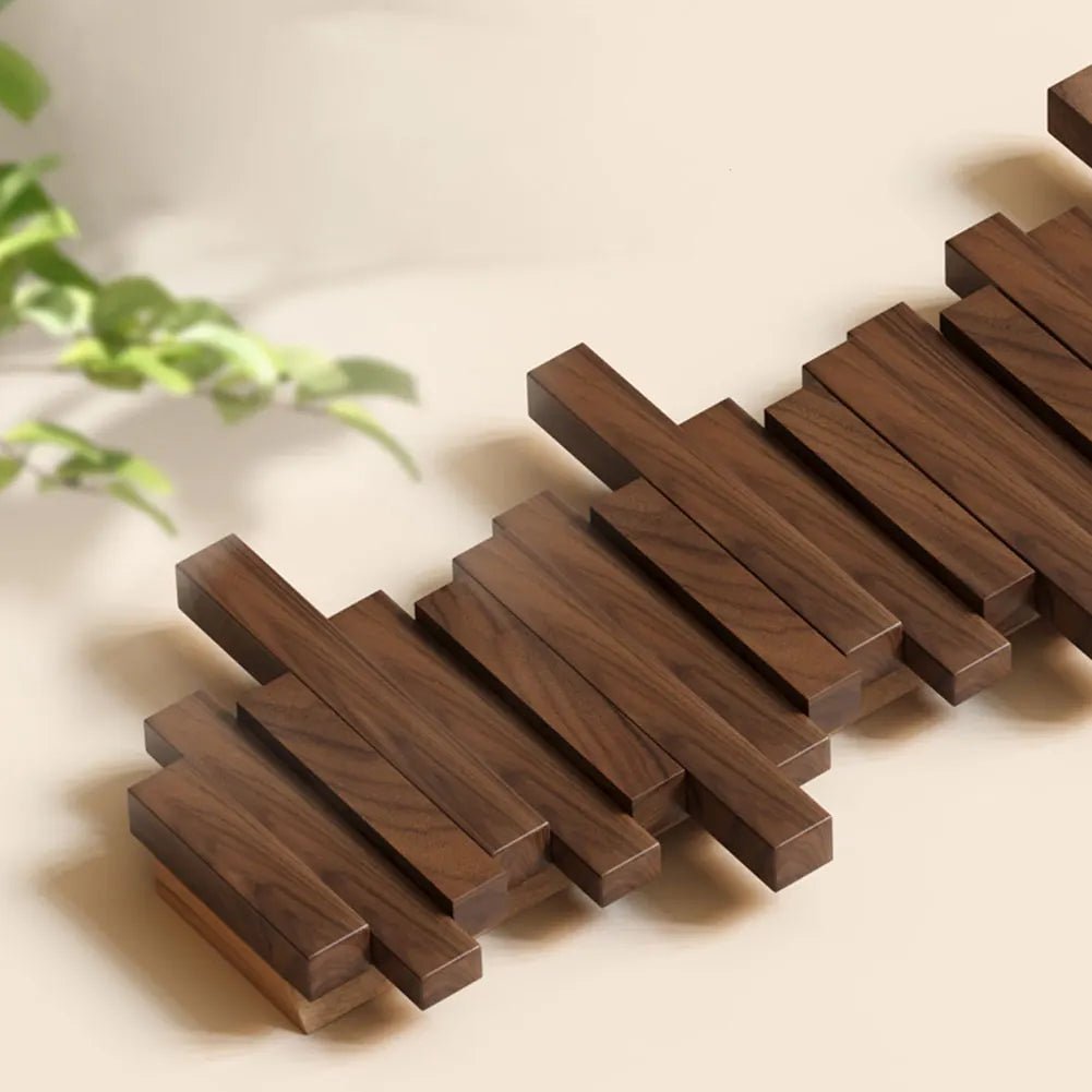 Wooden Wall Mounted Coat Rack with Folding Hooks - Utility Hooks - Dark Brown - Oak Soho