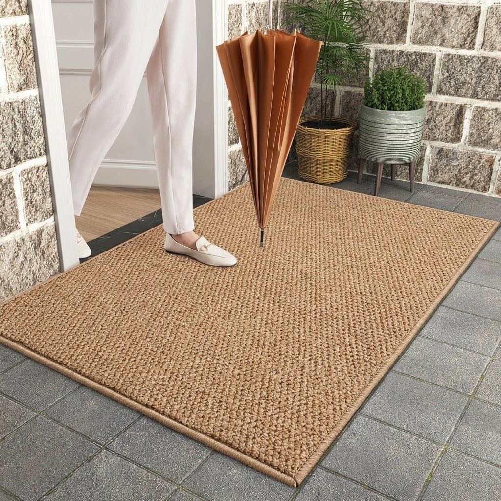 Woven Door Mat with Rubber Backing - Indoor floor mats - Camel - Oaksoho