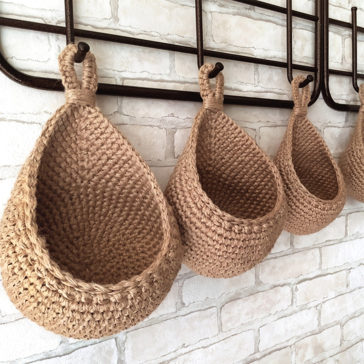 Woven Hanging Wall Storage Basket Set - Household Storage Baskets - 14x15 cm - Oaksoho